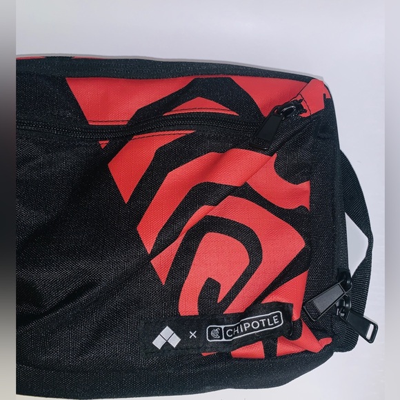 New Chipotle Mexican Grill sling back / backpack / black with red chili … - Picture 5 of 9